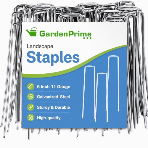 Gardenprime 200 Pack Agrafes U 6 Inch, Acier Galvanise 11 Gauge pour Tissu et Projets Exterieurs