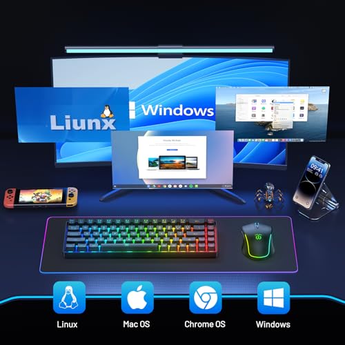 Image of Snpurdiri - 60% Wireless Gaming Keyboard and Mouse Combo, 2000mAh LED Backlit Rechargeable Battery, Small Membrane Mechanical Keyboard + 3200DPI 6D Mice for Gaming, Office