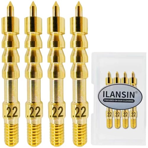 ILANSIN 4PCS Solid Brass Gun Cleaning Jags Supplies .22 Cal 5.56mm Caliber Rifle Cleaning Kit for Pistol Shotgun Gun Cleaning Rod .22 Cal 5.56mm Cal Barrel Cleaner Shooting Acceassories Maintenance