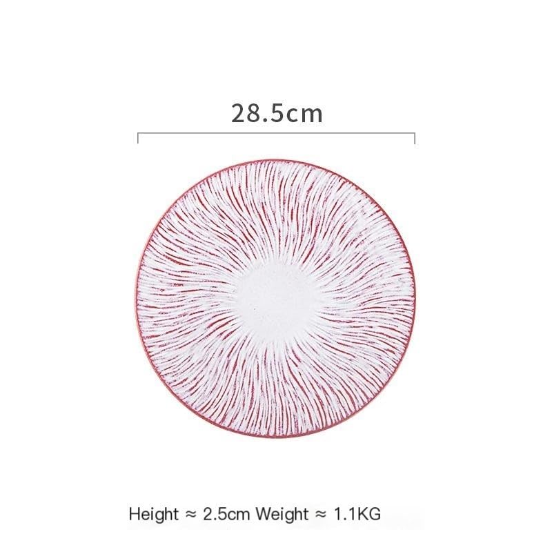 ERoomQ Dipping Bowls Creative Ceramic Food Plate Steak Plate Household Dish Flat Plate Plate Dish Red Tableware Appetizer Bowls,One Color-L (One Color L)