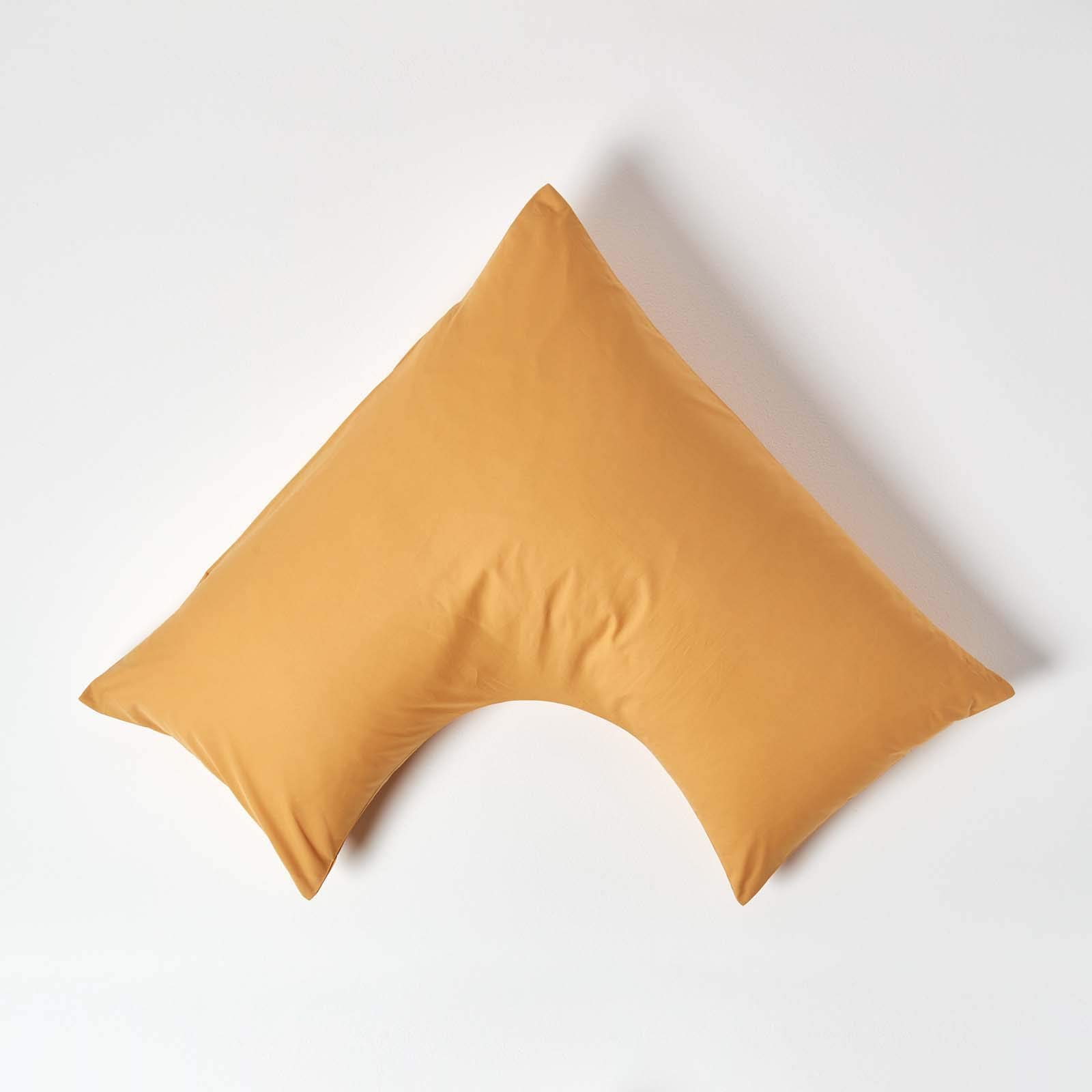 Homescapes Yellow Egyptian Cotton V Shaped Pillowcase 200 Tc - Mustard