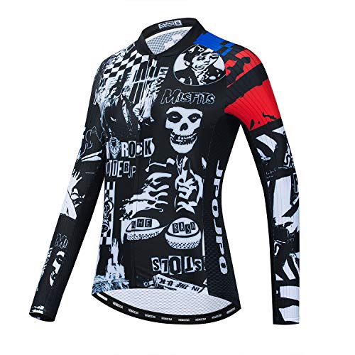 JPOJPO Women's Cycling Jersey Long Sleeve Bike Shirts Tops Reflective S