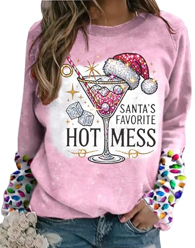 Santa'S Favorite Hot Mess Shirts For Women Vintage Ugly Christmas Sweatshirt Long Sleeve Christmas Holiday Clothes 1 Santa'S Favorite Hot Mess Shirts For Women Vintage Ugly Christmas Sweatshirt Long Sleeve Christmas Holiday Clothes