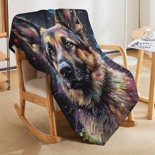 Couverture polaire Berger Allemand 130x150 plaid en flanelle de lit douce
