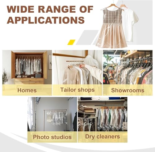 Image of RAAHII 10 piece transparent plastic garment dustproof hanger clothes storage bag for suit, Blazer cover, coat covers with zip for wardrobe storage of jacket,saree.