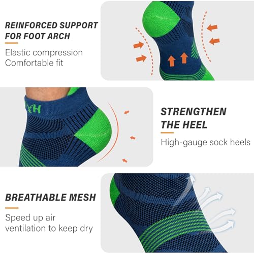 Image of Hylaea No Show Running Athletic Anti-Blister Wicking Coolmax Socks, Seamless Anti-odor