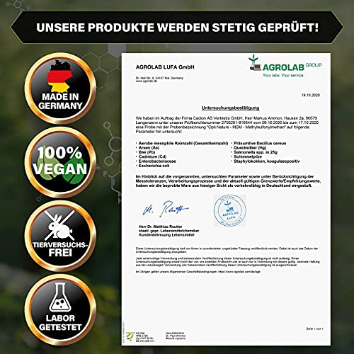 365-99,9% reine, hochdosierte & hoch bioverfügbare MSM Schwefel Kapseln | Vegan, made in Germany & zertifiziert | Seit 1997 - OPTI NATURE – Bild 4