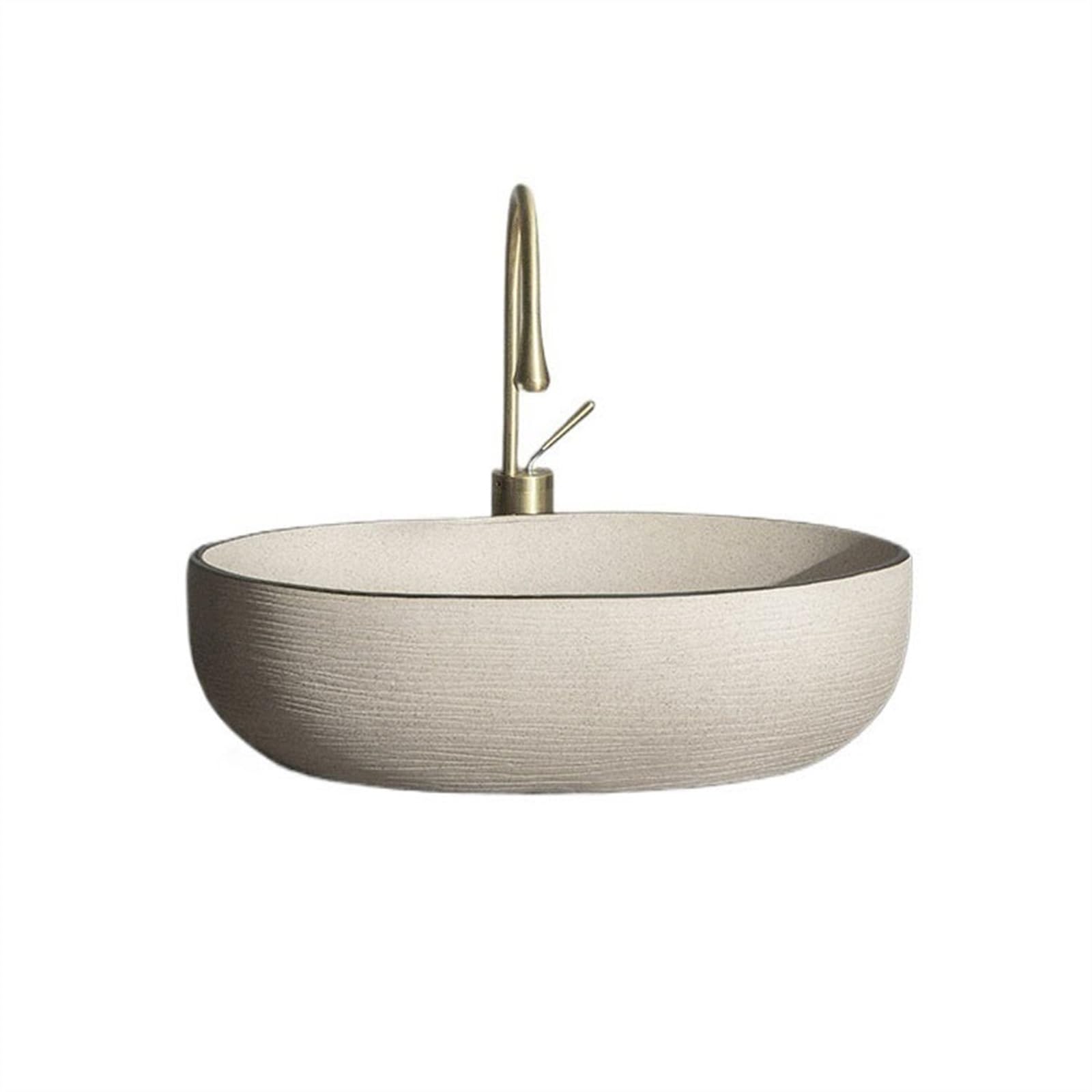 Sjdopulse Vessel Sink Vessel Vanity Sink Oval Retro Minimalist Style Countertop Basin Hand Basin Household Ceramic Bathroom Sink Balcony Bathroom Washbasin Bathroom Sink Ceramic Small S