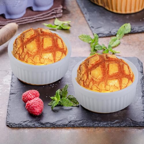 Ramekins Set of 4, 2.8In Ceramic Small Creme Brulee Ramekins,Souffle Dish,Small Bowl Sauce Pots Dipping Bowls for Creme Brulee,Cupcakes,Custards,Ice Cream,Dips,Jams Oven Safe Dishwasher Safe - Image 6