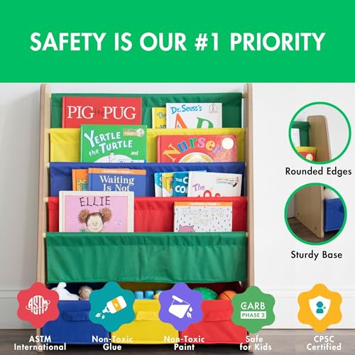 Image of Humble Crew Children's Bookcase Storage Rack with 4 Tiers, Children's Bookrack, Bookshelf, Primary