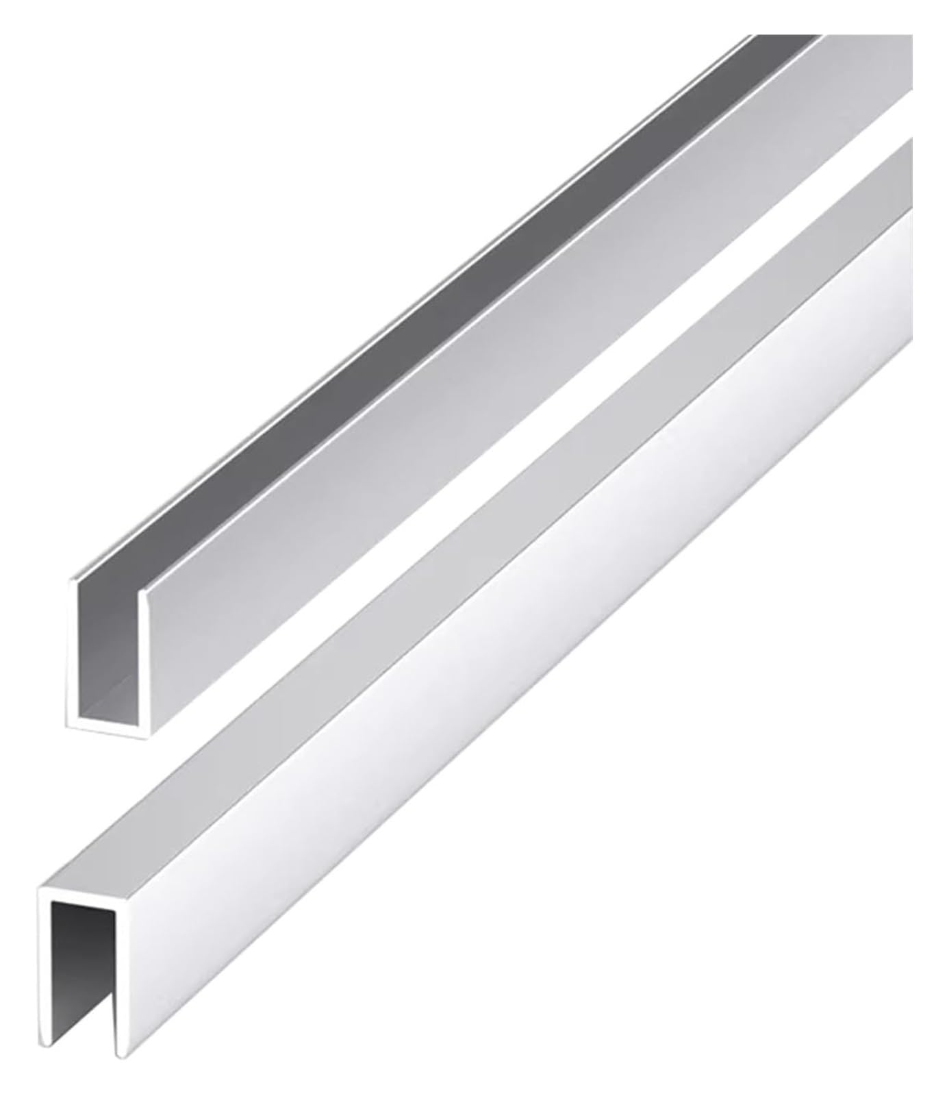 Canal en U de aluminio para cristal de ducha empotrado, ranura de metal de fácil instalación para carteles y pantallas de marco, diseño recortable, 2 piezas