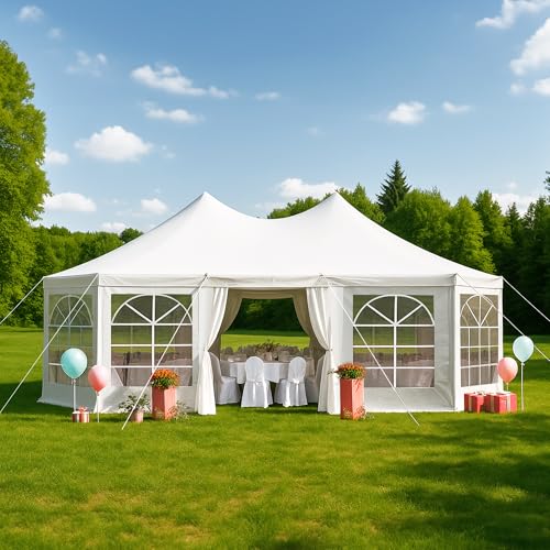 EROMMY 26x19ft Octagonal Wedding Tent, Large White Heavy...