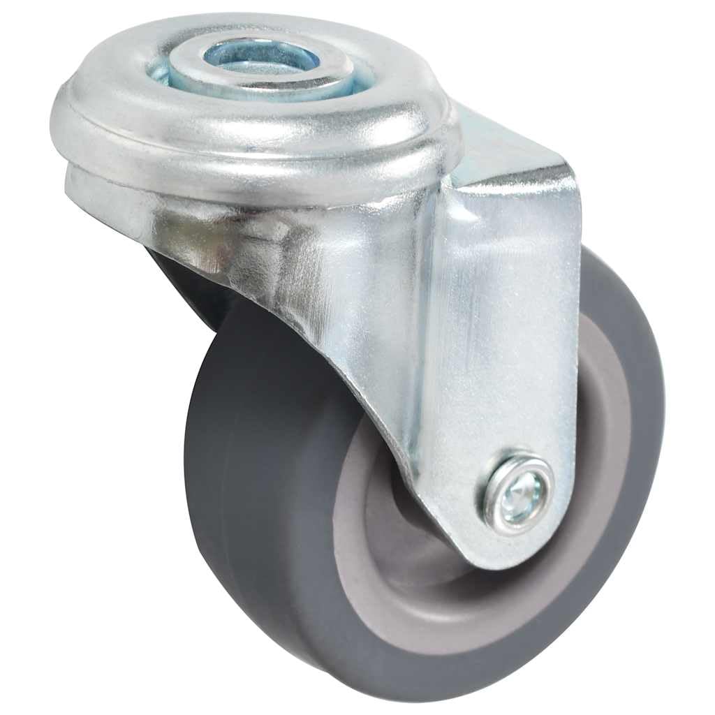 12 Stk Lenkrollen mit Bolzenloch 50 mm aus TPR thermoplastischem Gummi und Zinkbeschichtetem Eisen für Werkstatt, Lager, Transportwagen, Plattformwagen