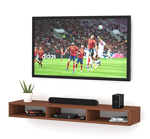 Image of Anikaa Zion Engineered Wood Wall Mount TV Unit /TV Stand /Wall Set Top Box Stand /TV Cabinet /TV Entertainment Unit (Walnut)(D.I.Y)