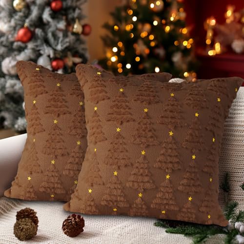 Lanpn Kissenbezug Weihnachten 45x45cm 2er Set Plüsch Weihnachtskissen...