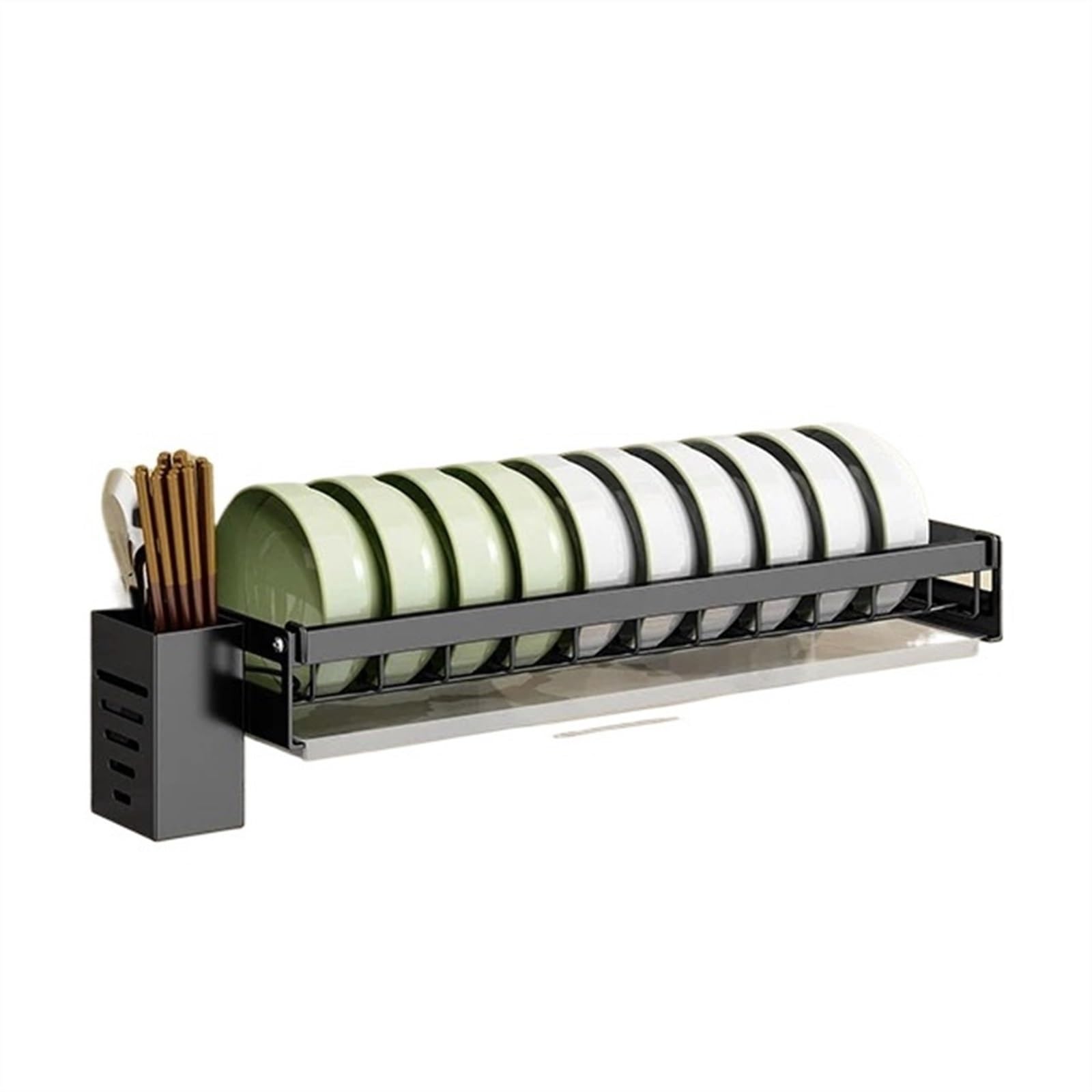Escurridor de Platos y Cuencos de Acero Inoxidable montado en la Pared, escurridor de Platos, Estante de Secado, Almacenamiento de Platos y Cuencos con Bandeja, Organizador de Cocina, soport