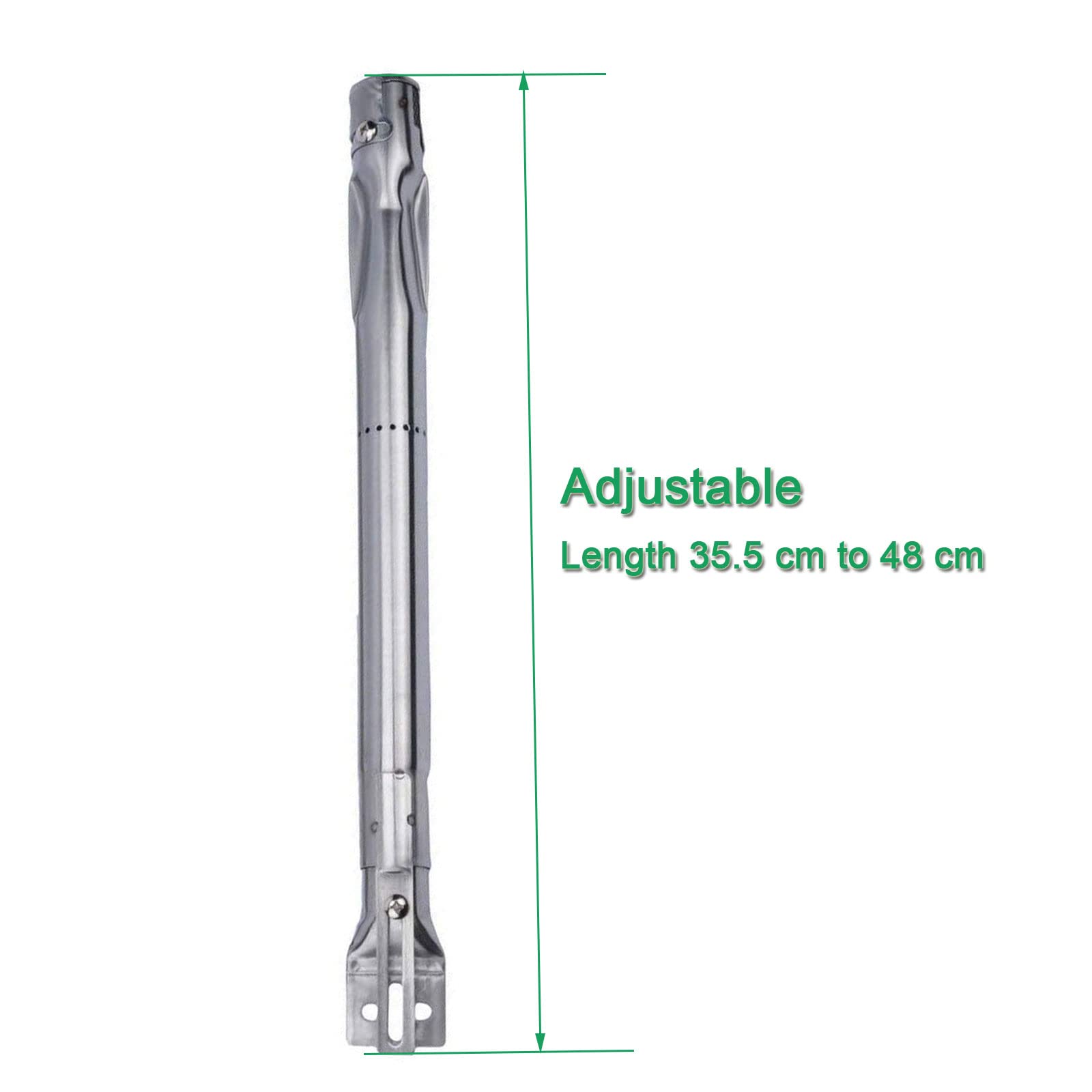 Well Grill Quemador Universal para Parrilla de Gas, Tubo de Quemador de Acero Inoxidable, Pieza de Repuesto para Barbacoa Weber, Uniflame, Ajustable de 35,5 cm a 48,3 cm (Cola Redonda)