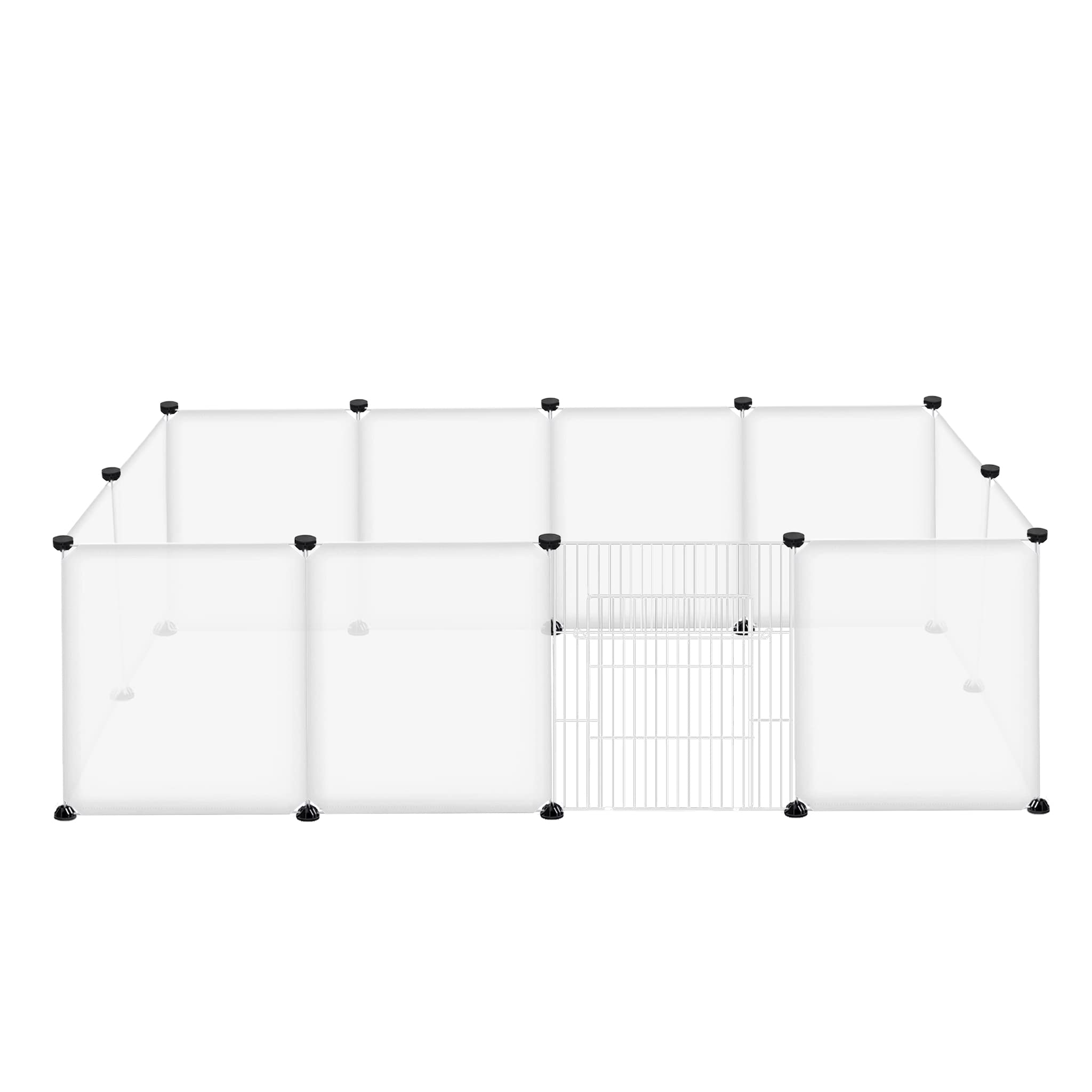 VA-Cerulean Recinto Jaula con Puerta, Jaula placema de Animales pequeños, Rejilla de plástico Transparente, Jaula para Conejos, gatos, Cachorros, Interior y Exterior, 12 Placas