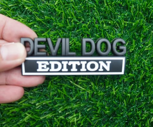 Image of 2pc Devil Dog Edition Emblem 3D Dog Edition Fender Tailgate Badges Bumper Decal Sticker Nameplate for Universal Vehicle, Car, Truck, SUV Motorcycle Accessories Decoration (Black White)