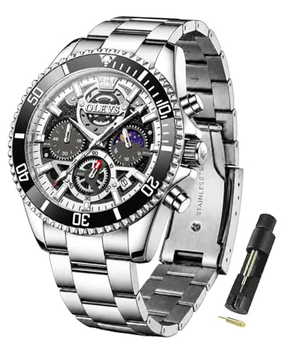 Image of OLEVS Watch for Men Original Branded Premium Mens Analog Quartz Watches Chronograph Stainless Steel 3ATM Waterproof Wrist Watch for Man
