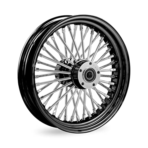 Image of 16X3.5 Fat 40 Stainless Spoke/Nipple For Harley Touring 2008 25mm Rear Wheel - WITH ABS (2-1 Black Rim & Hub - Wheel Only)