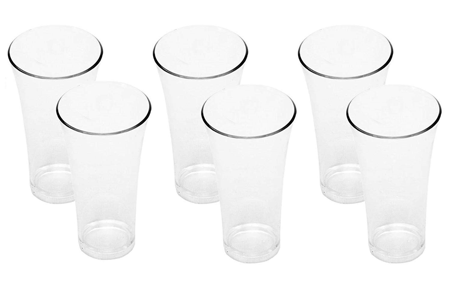Urmila Plastic® Polycarbonate Pilsner Drinking Glasses for Water Juice for Dining Table Home Kitchen Party Restaurant 200 ml Set of 6 Transparent