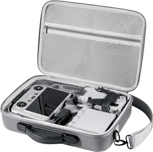 Image of Portable Carrying Case Compatible with DJI Mini 3 /Mini 4 Pro PU Leather Travel Storage Bag with Shoulder Strap Waterproof Hard Shell Bag for DJI Mini 3 Mini 4 Pro Screen Case Accessories