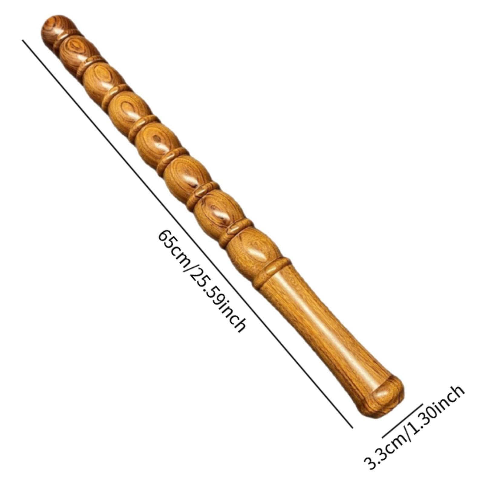 Rodillo masaje muscular madera con mango ergonómico manual, herramienta masaje portátil para la espalda, brazos y muñeca, 65cm