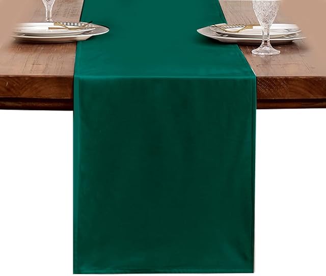 PURORA Table Runner Kitchen Runner Waterproof Beaded Runner Premium Tablerunner Easy Care Collection Vivid Machine Washable (Green, 33 x 180 cm)