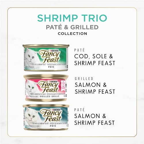 Fancy Feast Wet Cat Food, Shrimp Trio Variety Pack 3 Flavours - 85 g Can (12 Pack) image 2