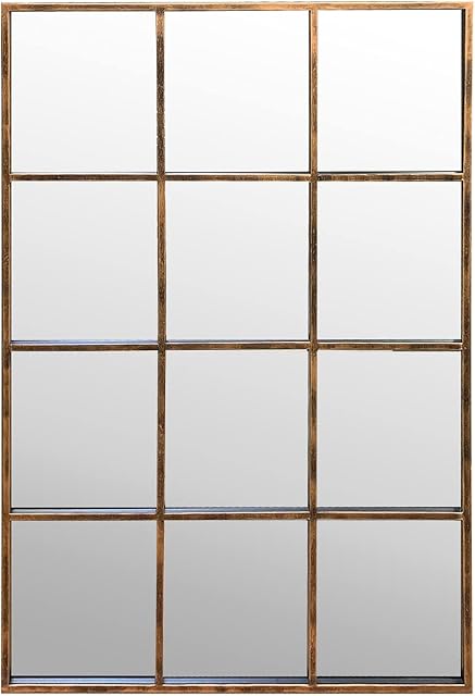 Antic by Casa Chic - Copper Window Wall Mirror 90x60 cm rectangle Powder Coated Metal