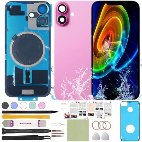 ReuWeu Back Screen Glass Cover Replacement Compatible with iPhone 16 All Carriers 6.1"(Pink) by ReuWeu - Used condition - US$16.57