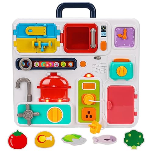 Juego de cocina para niños pequeños, juega cocina para niños 1-3,Playset de cocina para niños con música LED Light Fine Motor Skills Toys | Juegos de educación temprana interactiva para relaciones ent