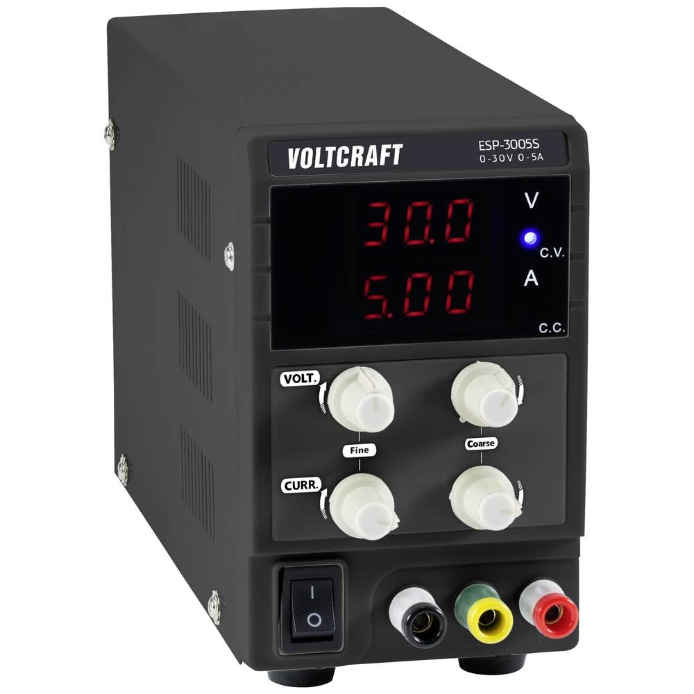 VOLTCRAFT ESP-3005S Labornetzgerät, einstellbar 0-30 V 0-5 A 150 W Steckanschluss 4 mm schmale Bauform Anzahl Ausgä