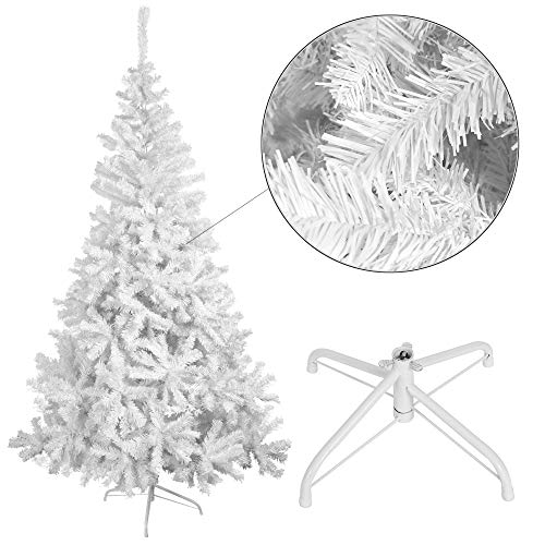 Rapid Teck® Weihnachtsbaum Künstlich 210cm (960 Äste) | Weiss | Tannenbaum mit Schnellaufbau Klappsystem Material PVC inkl. Metallständer | Nordmanntanne