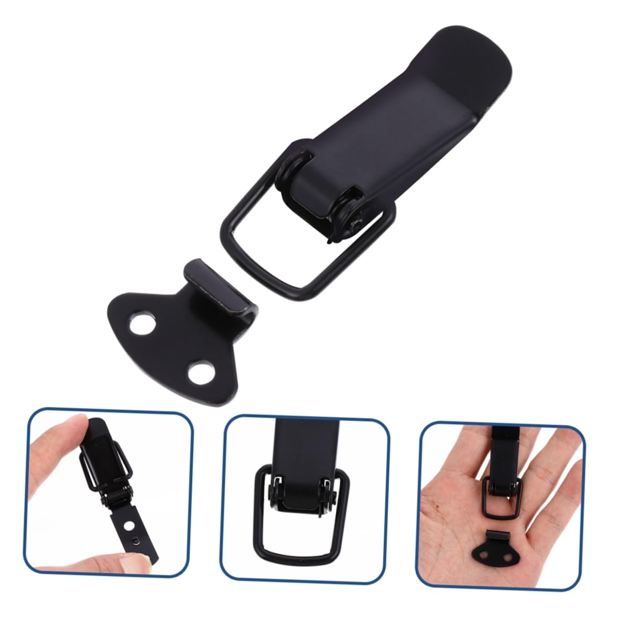 Yardenfun 6pcs Stainless Steel Spring Buckle Clamps Catch Clip Clamp Toggle Hasp Clamp Toggle Hasps Chests Spring Catch Clip Cabinet Spring Toggle Spring Loaded Toggle Latch Hasp Lock Iron