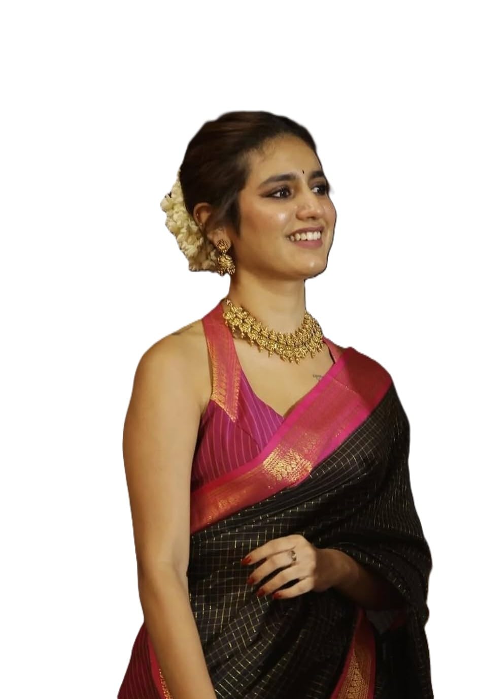 omen's Pure Kalyani Cotton SareeW with Zari Border |black colour Saree with pink colour pallu and blouse – Traditional & Lightweight | Elegant look-picture-50