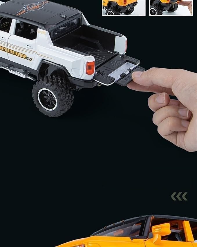 Image of Scale 1:24 Scale Hvmmar Pickup Convertible Alloy Diecast Pullback Metal Car Toy with Sound Light & Opening Doors - Best Gift Toy for Kids (1:24 Hvmmer Pickup Convertible - Green)