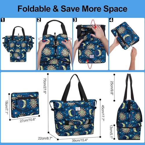 KAMO Travel Duffle Bag Expandable Weekender Overnight Bag With Wet Pocket, Foldable Tote Bag with Multiple Pockets Sports Gym Bag for Travel Yoga4
