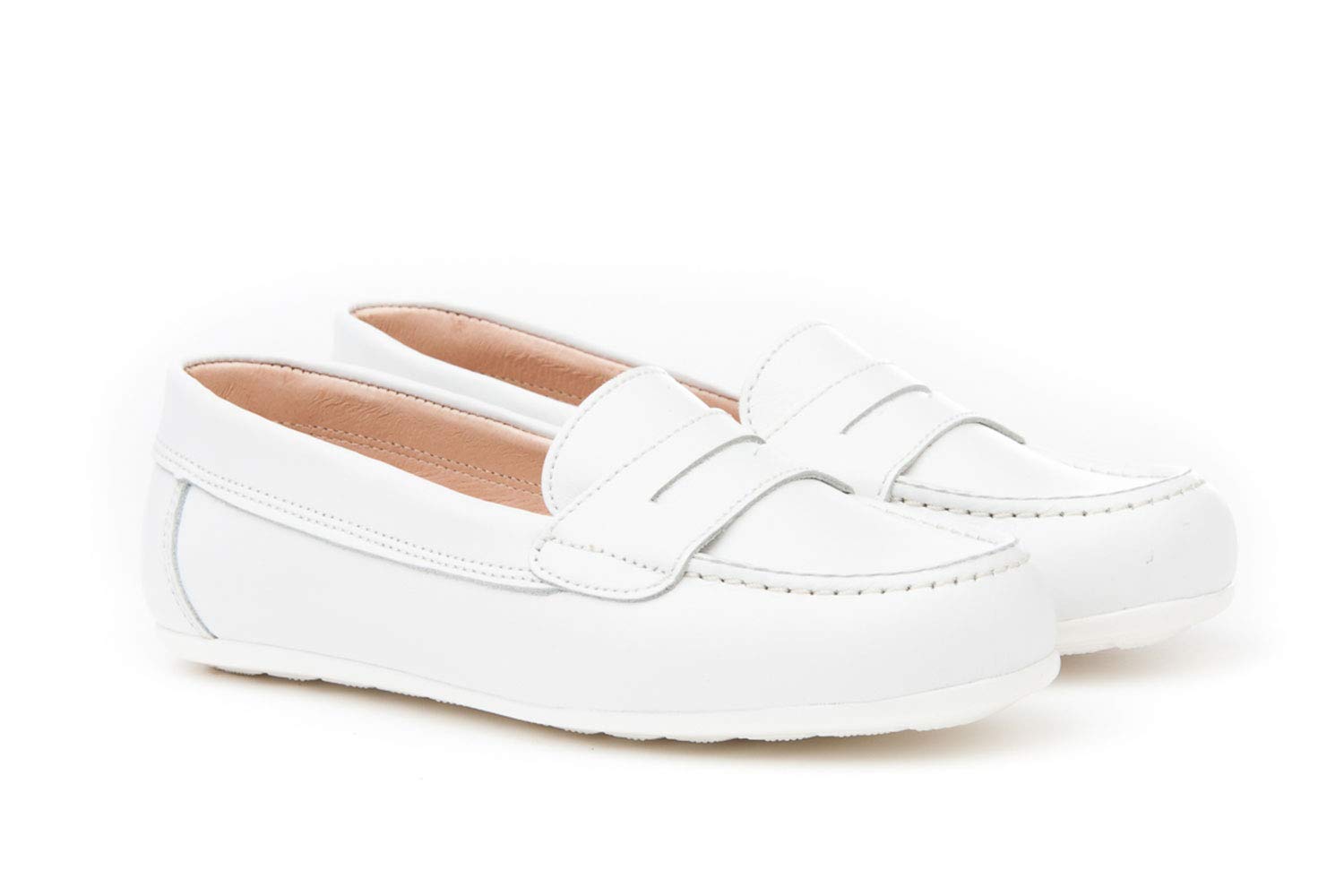 . Nautiques en cuir fabriqués en Espagne. Disponible de la taille 27 à la taille 34 - Mon petit modèle 352I de couleur blanche. - Blanc - blanc, 28 EU EU