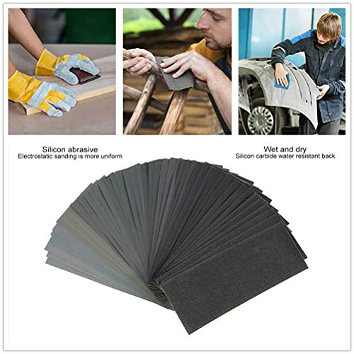 Leopard Twin-Ultra Fine 51 Pcs Wet Dry Sandpaper 120 To 10000 Assorted Grit Sanding Paper Forwood Furniture Finishing, Metal Sanding And Automotive Polishing, 9 X 3.6 Inches.?51-Sheet Sandpaper?? #TOP5