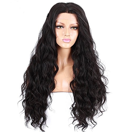 Life Diaries 250%Density Fashion Long Natural Wave 10%Human Hair+90%Heat Resistant Fiber Glueless Lace Front Synthetic Wig For Women(24