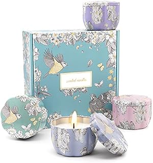 Scented Candle,Candles Gifts for Women,Birthday Gifts for Her,Natural Soy Wax Aromatherapy Candle Gift Set for Mum, Friends ,Sister, Wedding,Scented Candle Set 4 Lavender, Vanilla, Lemon, Rose