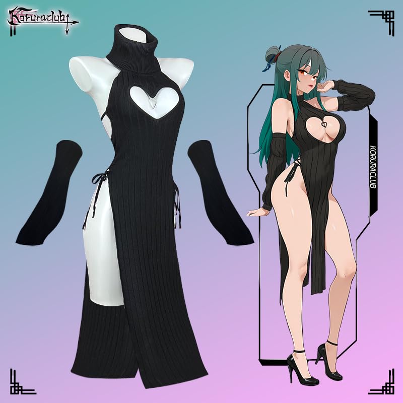 KORURACLUB Love Cheongsam Kostüm Weiß/Schwarz Premium Pullover Cosplay Dessous Love Cheongsam Succubus Dessous – Bild 2