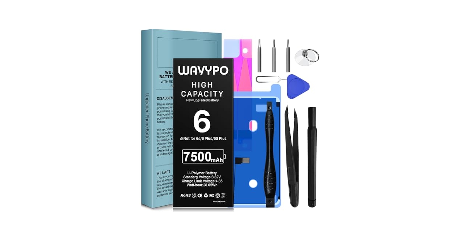 Amazon.com: WAVYPO Battery for iPhone 6, 7500mAh Upgraded