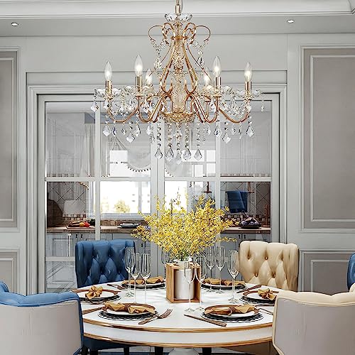 Saint-Mossi-6-Light-Crystal-Chandelier-Light-Fixture-Modern-Chandelier-Crystal-Lighting-French-Gold-Crystal-Raindrop-Chandelier-for-Dining-RoomBedroomLiving-Room-H23-x-D24
