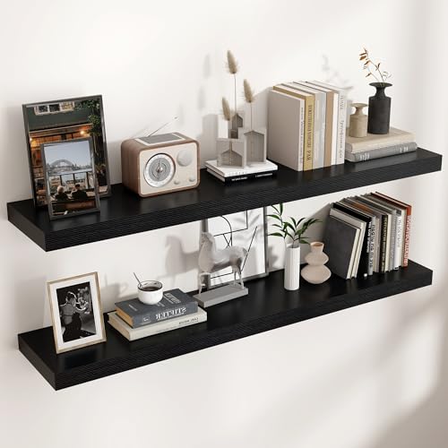 Venusmiles Floating Shelves - 2 Large Wall Mounted Shelves with