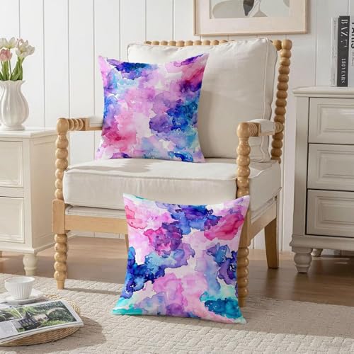 Housse coussin 70x70cm imperméable anti-tache, velours rose lavable fermeture éclair - 4