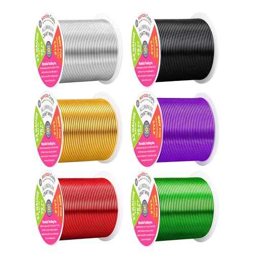 Image of Mandala Crafts 22 GA Silver Black Red Assorted Anodized Aluminum Craft Wire | 450 FT, Colored, Flexible, Bendable for Bonsai Armature Sculpting Wire Wrapping Jewelry Making, Weather & Tarnish Resistant