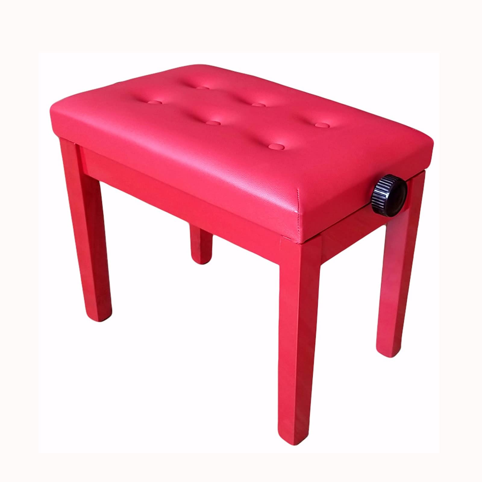 Panca per Pianoforte Regolabile in Legno, Seduta Singola con Cuscino in Similpelle, Struttura in Legno Massello,Red